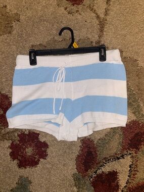 No Boundaries Blue & White Striped Knit Lounge Shorts NEVER WORN